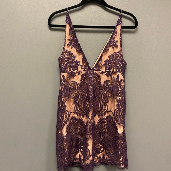 Free People Night Shimmers Mini Dress-Purple-Size 2 - Picture 5 of 11